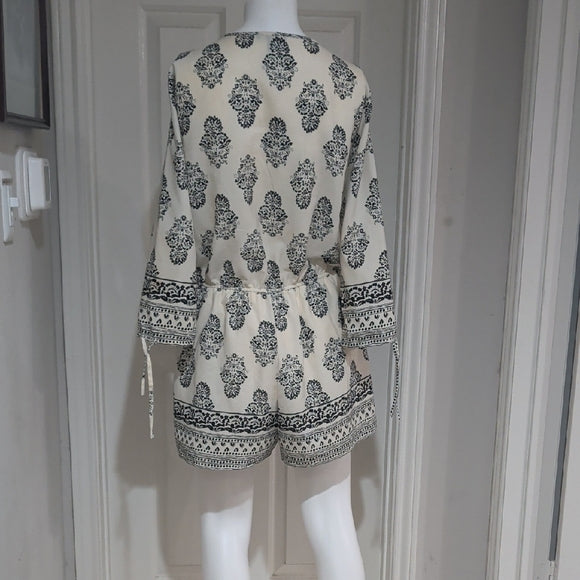 MCM Black and White Patterned Romper Longsleeve L