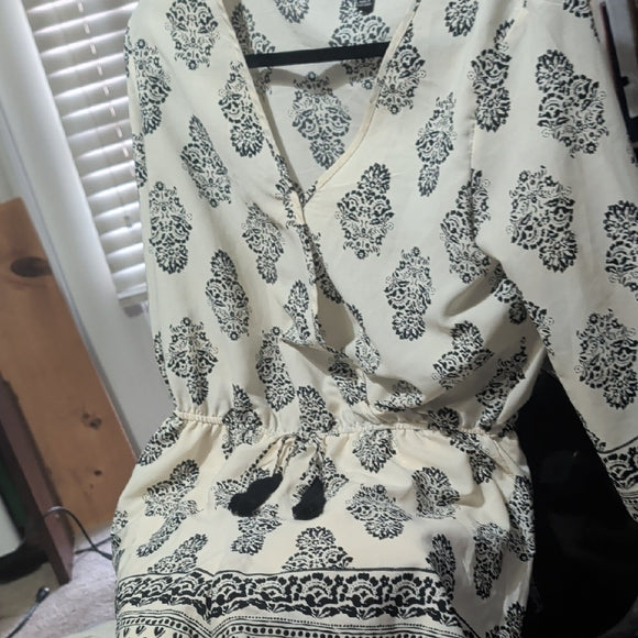 MCM Black and White Patterned Romper Longsleeve L