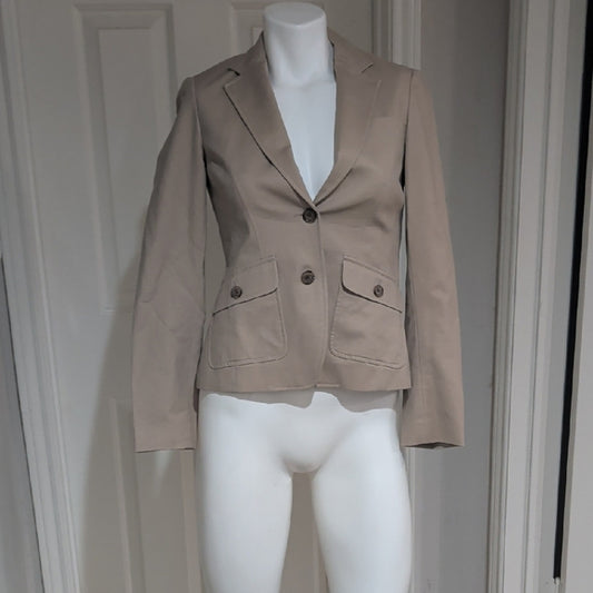 Banana Republic Blazer Womens 0 Tan Cotton Blend Stretch Business Casual Classic
