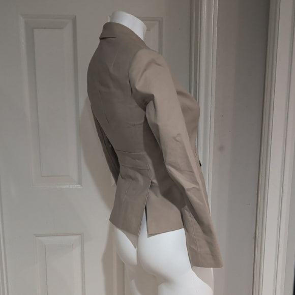 Banana Republic Blazer Womens 0 Tan Cotton Blend Stretch Business Casual Classic
