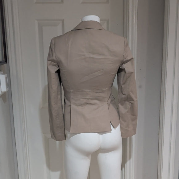Banana Republic Blazer Womens 0 Tan Cotton Blend Stretch Business Casual Classic