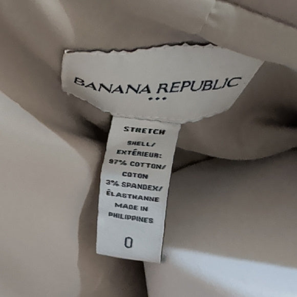 Banana Republic Blazer Womens 0 Tan Cotton Blend Stretch Business Casual Classic