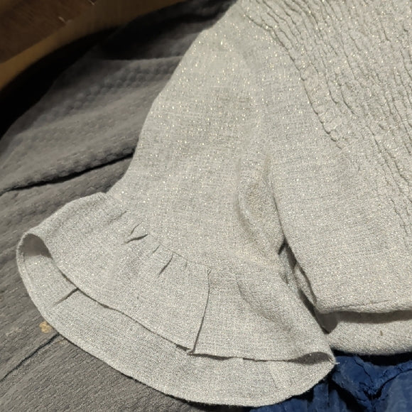 Zara Elegant Sparkly Gray Mini Dress Small Keyhole Back