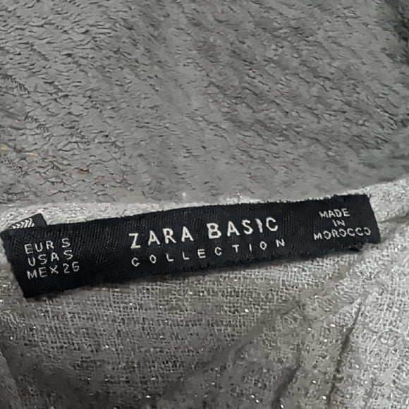Zara Elegant Sparkly Gray Mini Dress Small Keyhole Back