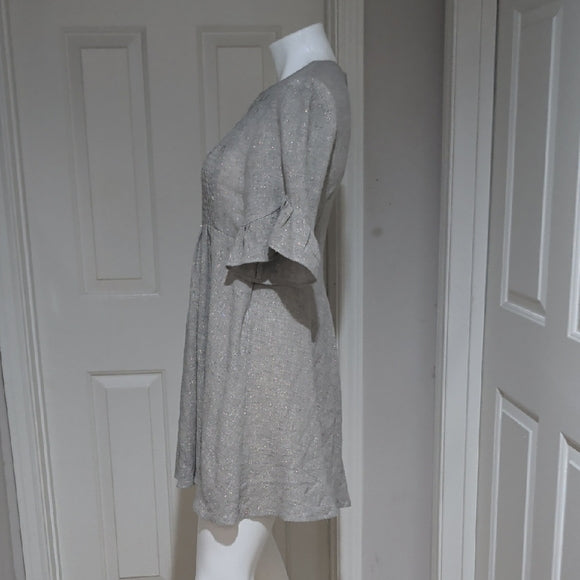 Zara Elegant Sparkly Gray Mini Dress Small Keyhole Back
