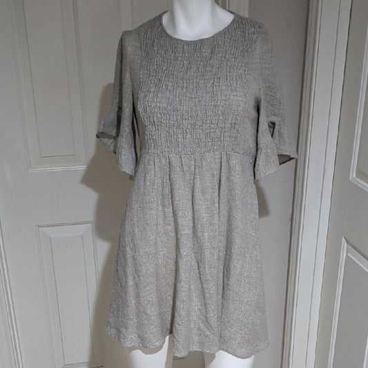 Zara Elegant Sparkly Gray Mini Dress Small Keyhole Back