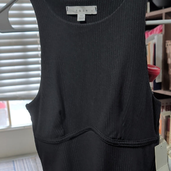 NWT Gaze Black Mini Dress Racerback XS