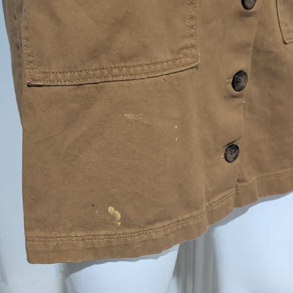 Old Navy Button Front Mini Skirt Size 2 Brown Tan Mustard Cotton Utility Y2K