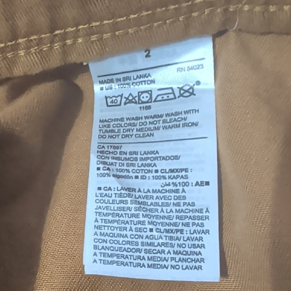 Old Navy Button Front Mini Skirt Size 2 Brown Tan Mustard Cotton Utility Y2K