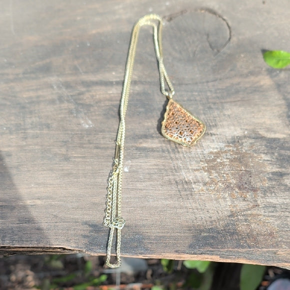 Kendra Scott Intricate Gold & Silver Filigree Teardrop Necklace