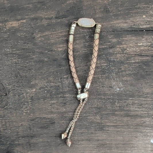 Kendra Scott Chic Tan and Gold Women's Adjustable Leather Bracelet