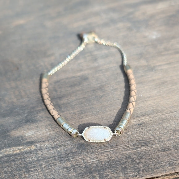 Kendra Scott Chic Tan and Gold Women's Adjustable Leather Bracelet