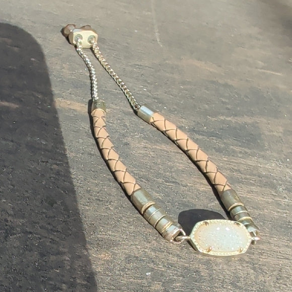 Kendra Scott Chic Tan and Gold Women's Adjustable Leather Bracelet