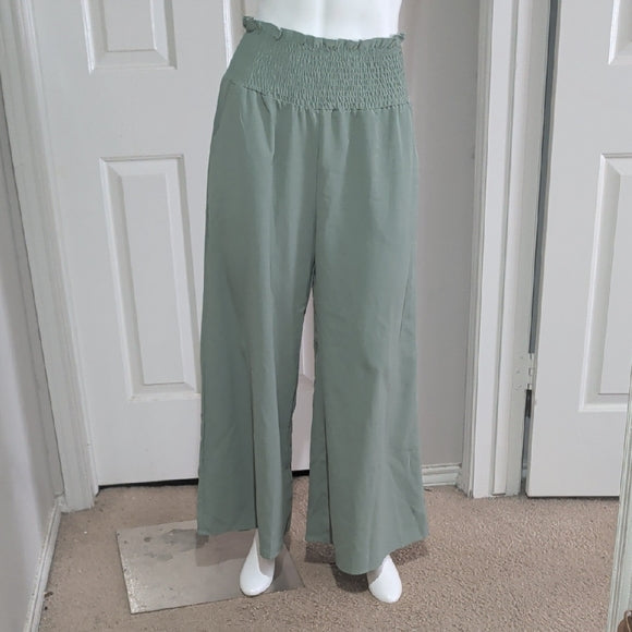Elegant Sage Wide-Leg Pants Small