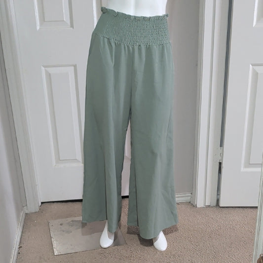 Elegant Sage Wide-Leg Pants Small