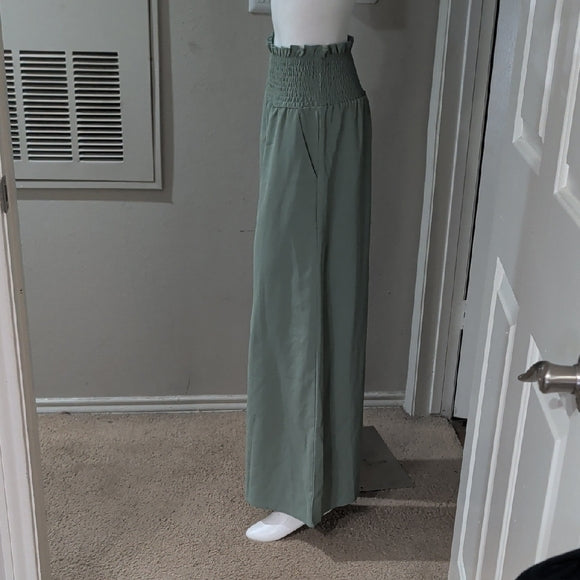 Elegant Sage Wide-Leg Pants Small