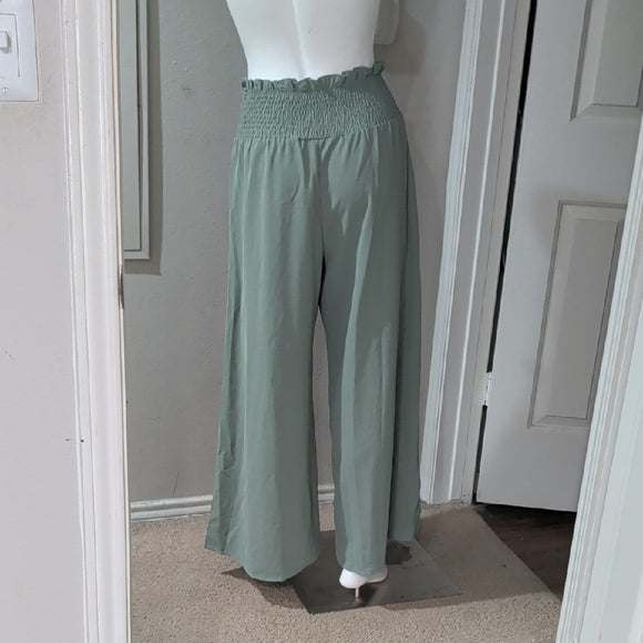 Elegant Sage Wide-Leg Pants Small