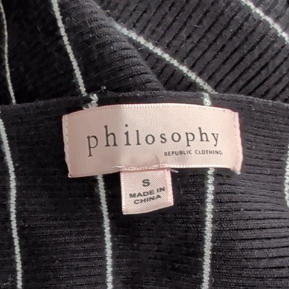Philosophy Chic Black Sweater with White Stripes S