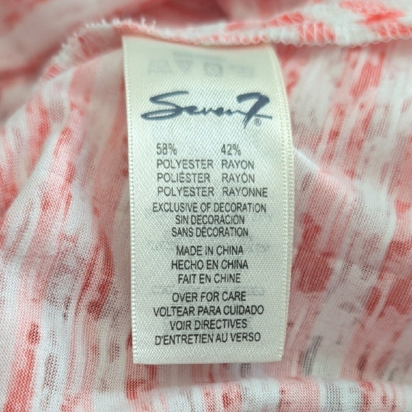 Seven7 Jeans Casual Striped Orange Coral Short Sleeve Top M