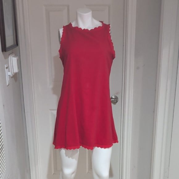 Elegant Red Ruffled Sleeveless Mini Dress Large