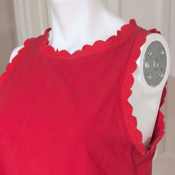 Elegant Red Ruffled Sleeveless Mini Dress Large