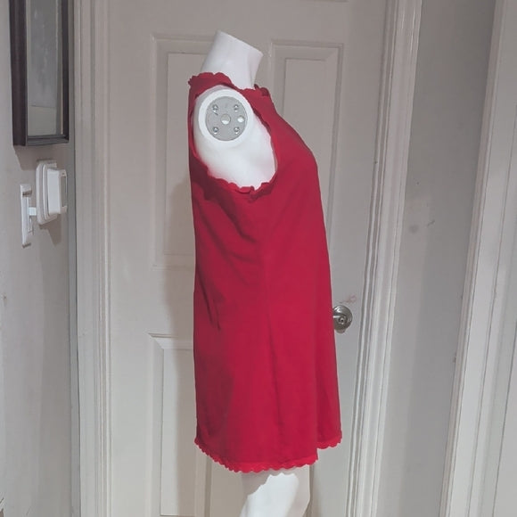Elegant Red Ruffled Sleeveless Mini Dress Large