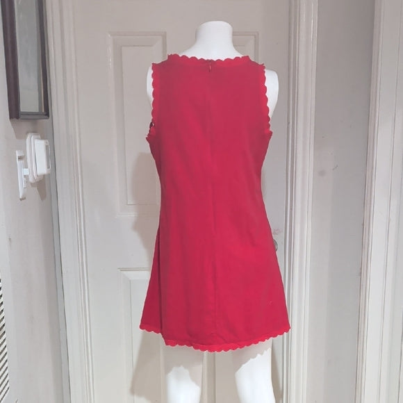 Elegant Red Ruffled Sleeveless Mini Dress Large