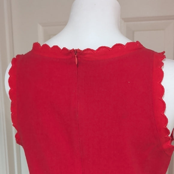 Elegant Red Ruffled Sleeveless Mini Dress Large