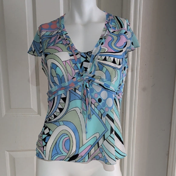 Agora Multicolor Abstract Women's Blouse M