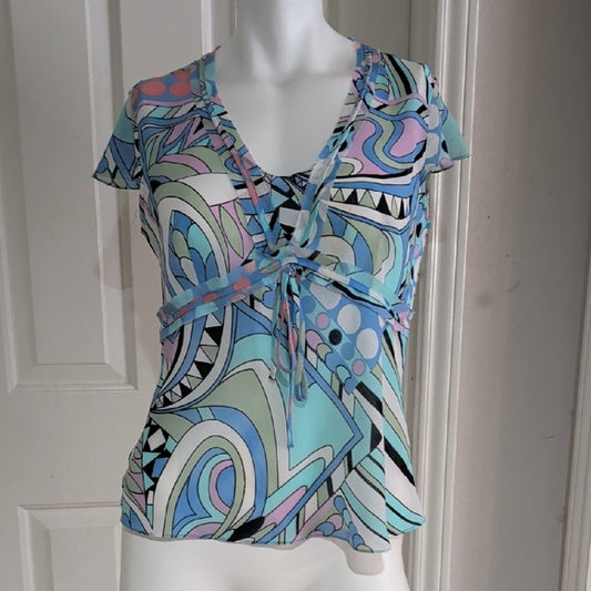 Agora Multicolor Abstract Women's Blouse M