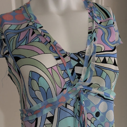 Agora Multicolor Abstract Women's Blouse M