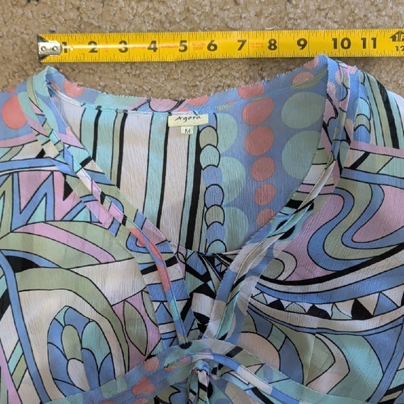 Agora Multicolor Abstract Women's Blouse M