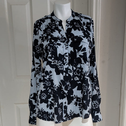 Calvin Klein Chic Blue Floral Women's Blouse M