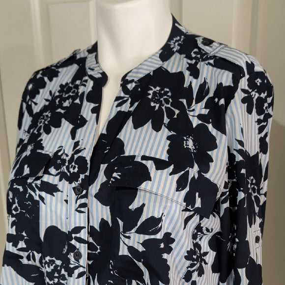 Calvin Klein Chic Blue Floral Women's Blouse M