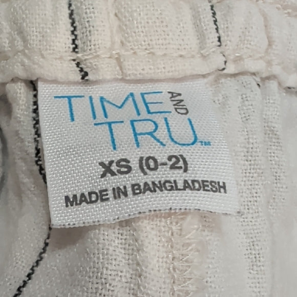 Time and Tru White Pants with Black Stripes XS