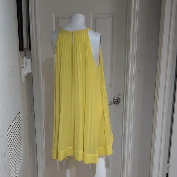 Zara Bright Yellow Pleated Flowy Dress XL