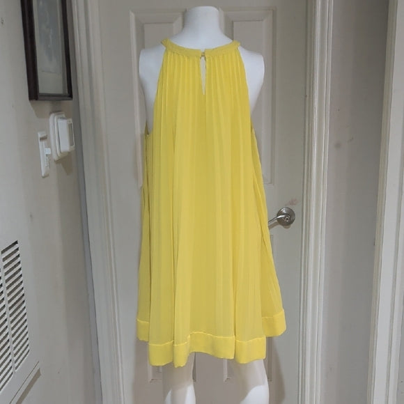 Zara Bright Yellow Pleated Flowy Dress XL