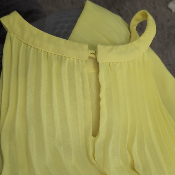 Zara Bright Yellow Pleated Flowy Dress XL