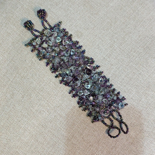 Handcrafted Beaded Bracelet with Purple Tones