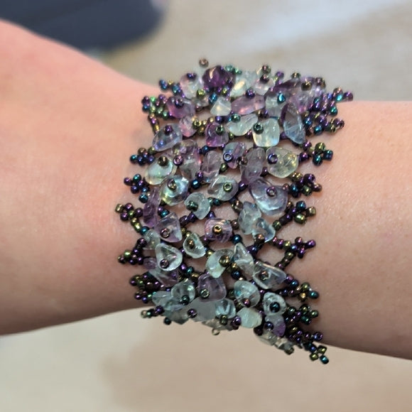 Handcrafted Beaded Bracelet with Purple Tones