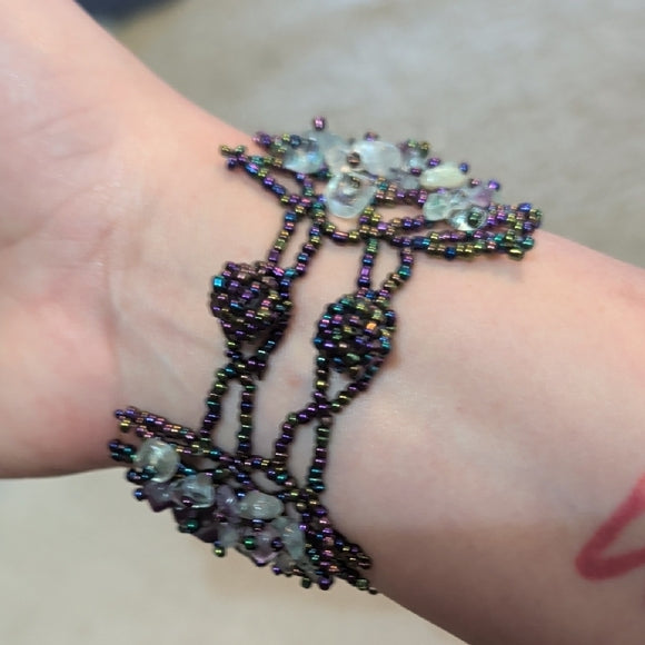 Handcrafted Beaded Bracelet with Purple Tones