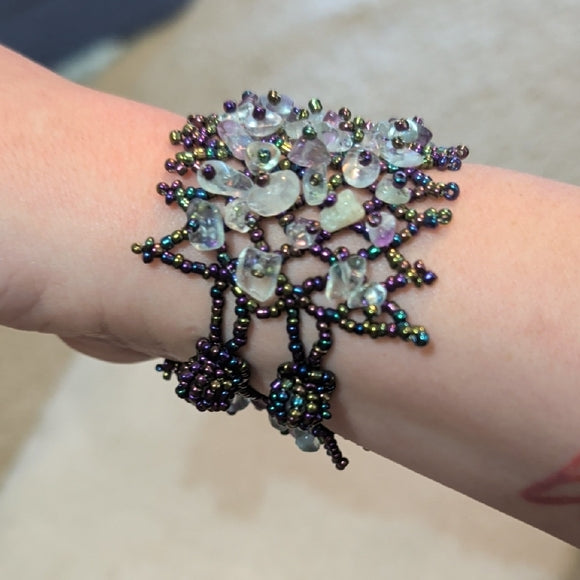 Handcrafted Beaded Bracelet with Purple Tones
