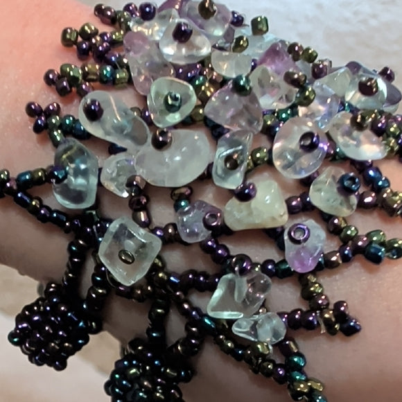 Handcrafted Beaded Bracelet with Purple Tones