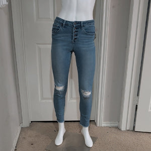 MaxStudio Classic Blue Skinny Jeans with Distressed Details size 2