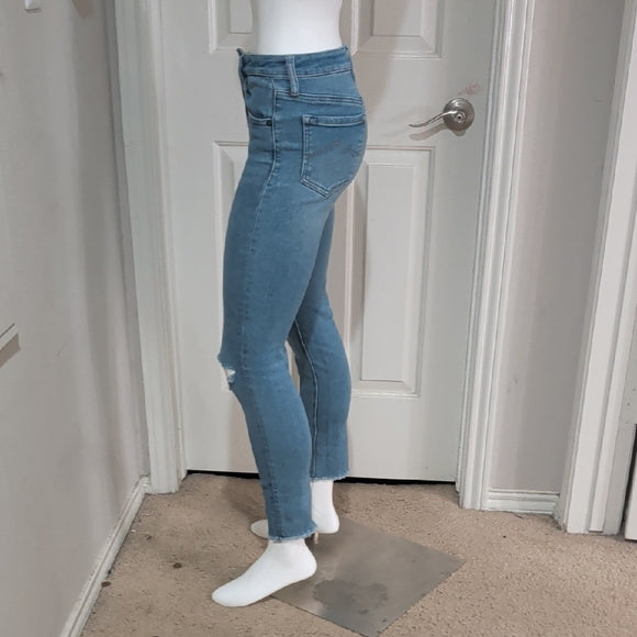 MaxStudio Classic Blue Skinny Jeans with Distressed Details size 2