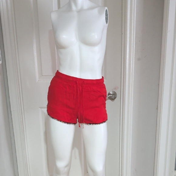 Honey Punch Vibrant Red Women's Drawstring Athletic Shorts with Beads size Small