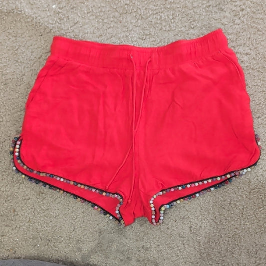 Honey Punch Vibrant Red Women's Drawstring Athletic Shorts with Beads size Small