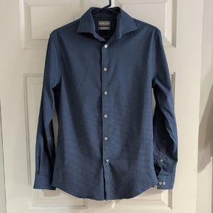 Michael Kors Classic Navy Button Down Shirt Men's Medium Slim Stretch