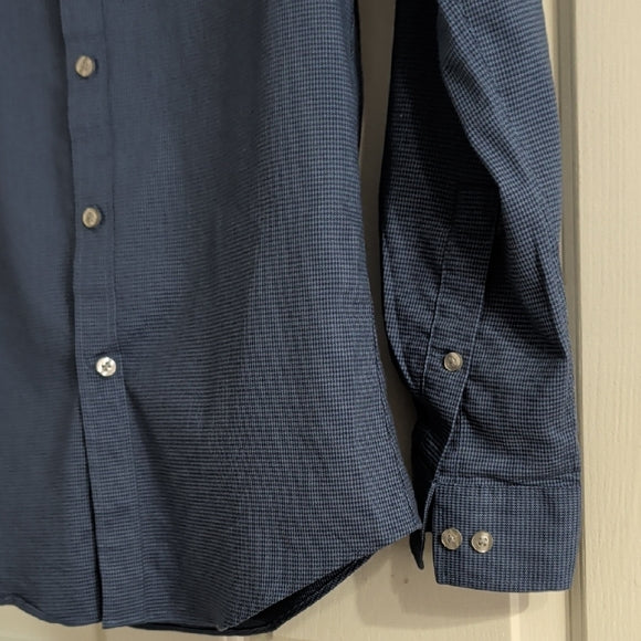 Michael Kors Classic Navy Button Down Shirt Men's Medium Slim Stretch