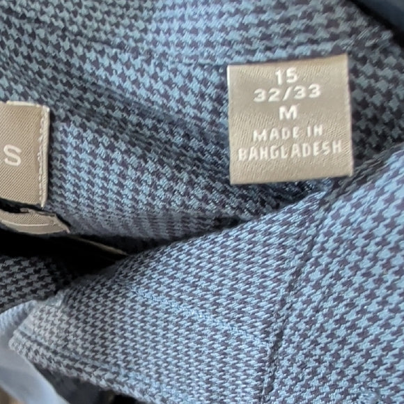 Michael Kors Classic Navy Button Down Shirt Men's Medium Slim Stretch